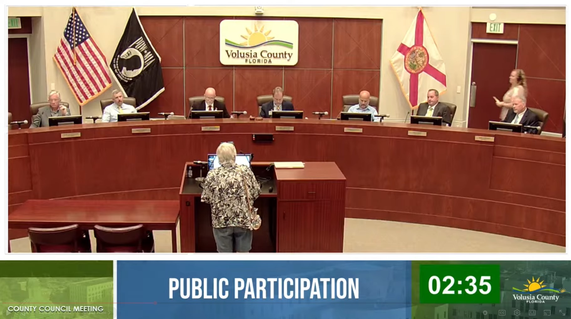 Mary Dickinson speaking at Volusia County Council Public Participation, April 21, 2026
