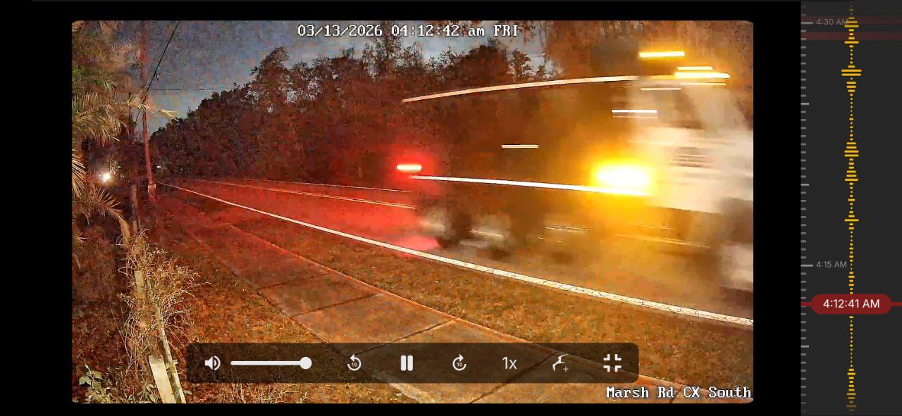 Truck captured at night on security camera