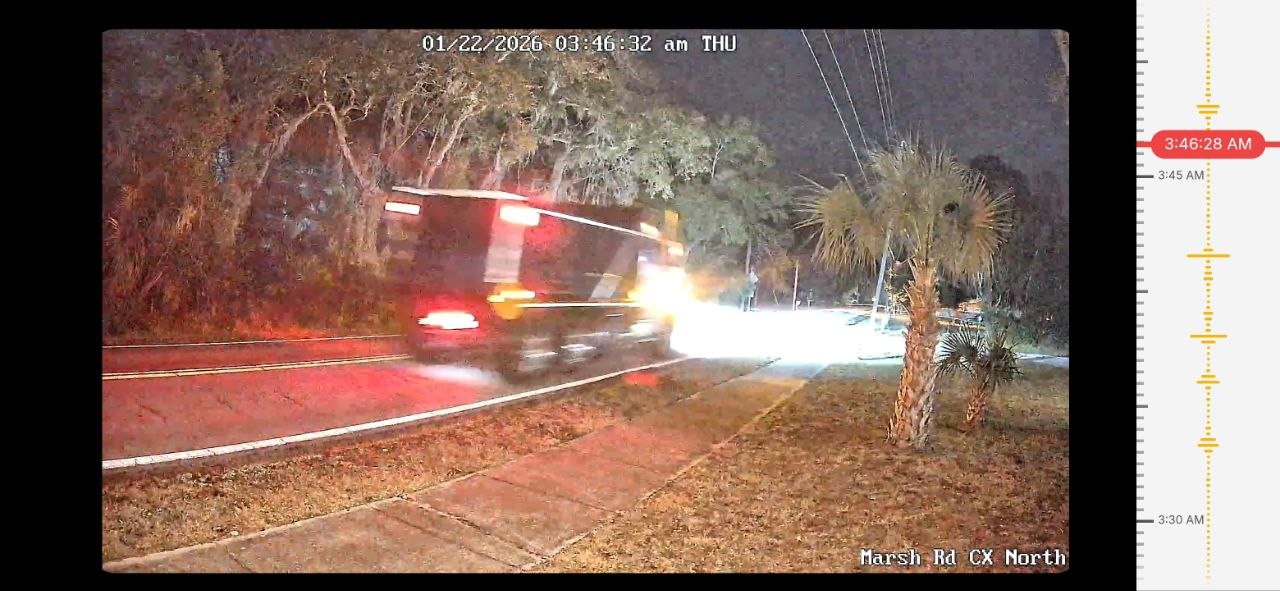 Truck at night caught on camera