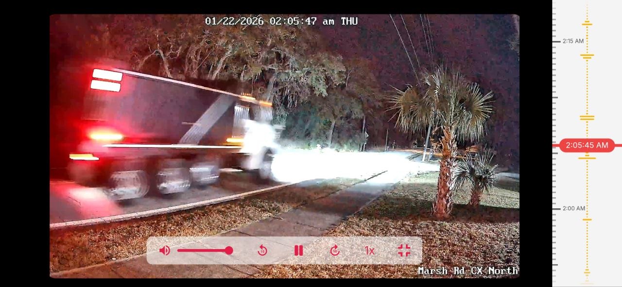 Truck at 2:05 AM with audio timeline showing noise
